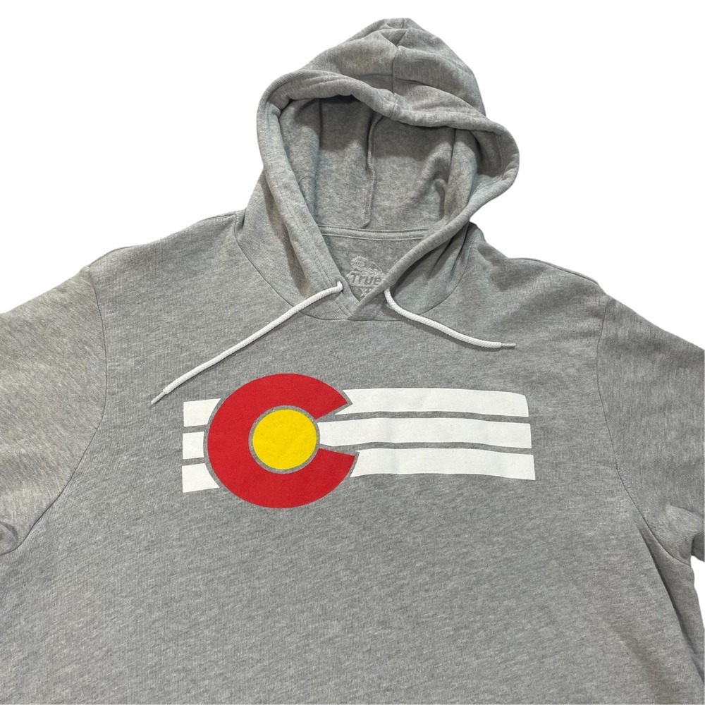 Colorado Hoodie Mens XL Gray Oversized State Flag Graphic Pullover Ultra Soft
